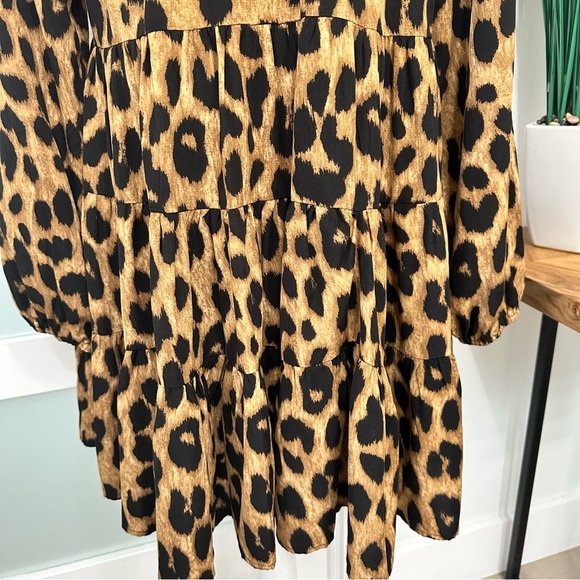Muche Muchette Rina Leopard Print Tiered Mini Dress One Size Flowy Summer EUC - Picture 8 of 10